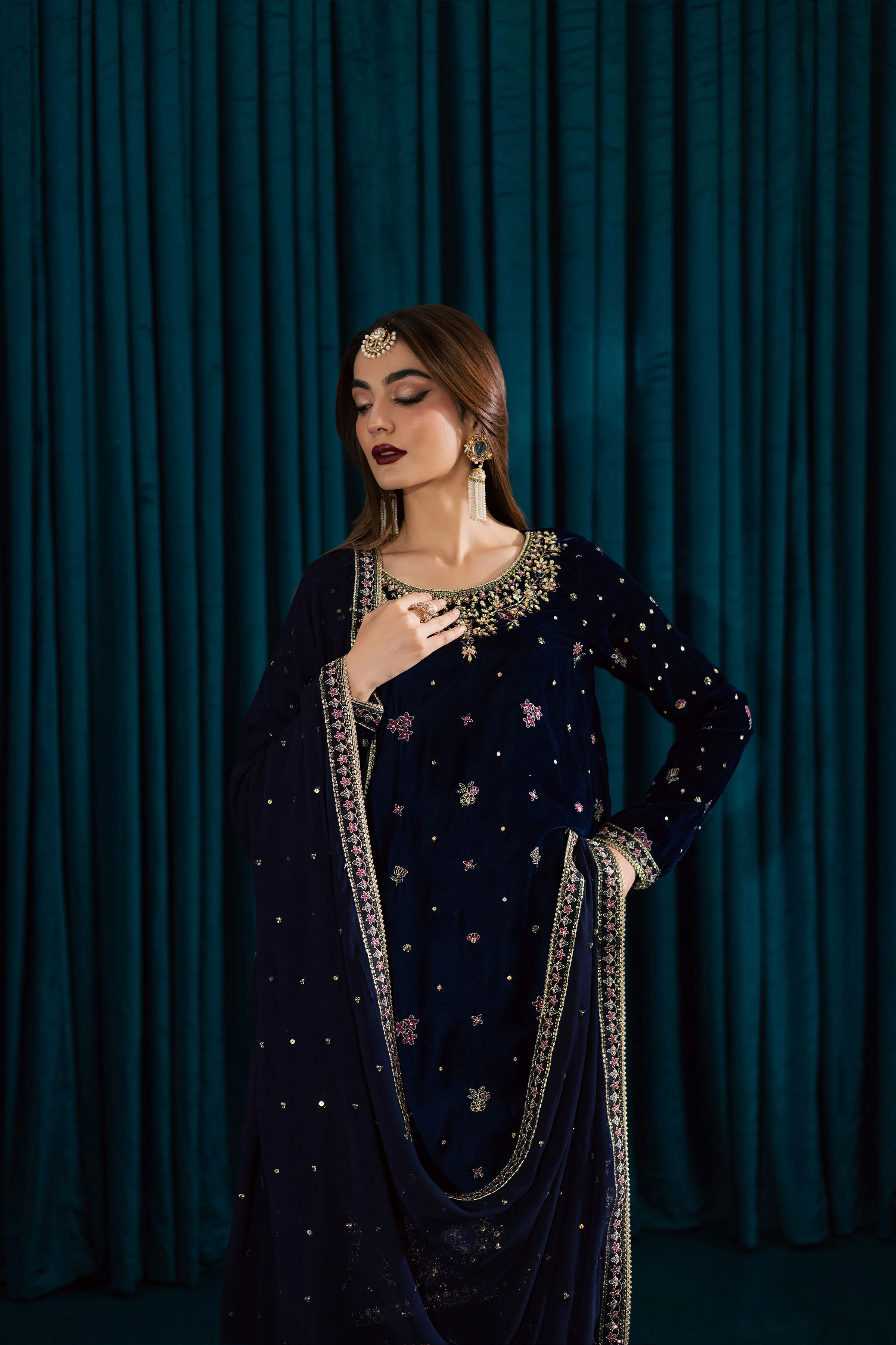 Yashal 3Pc - Velvet Formal Dress - Image 6