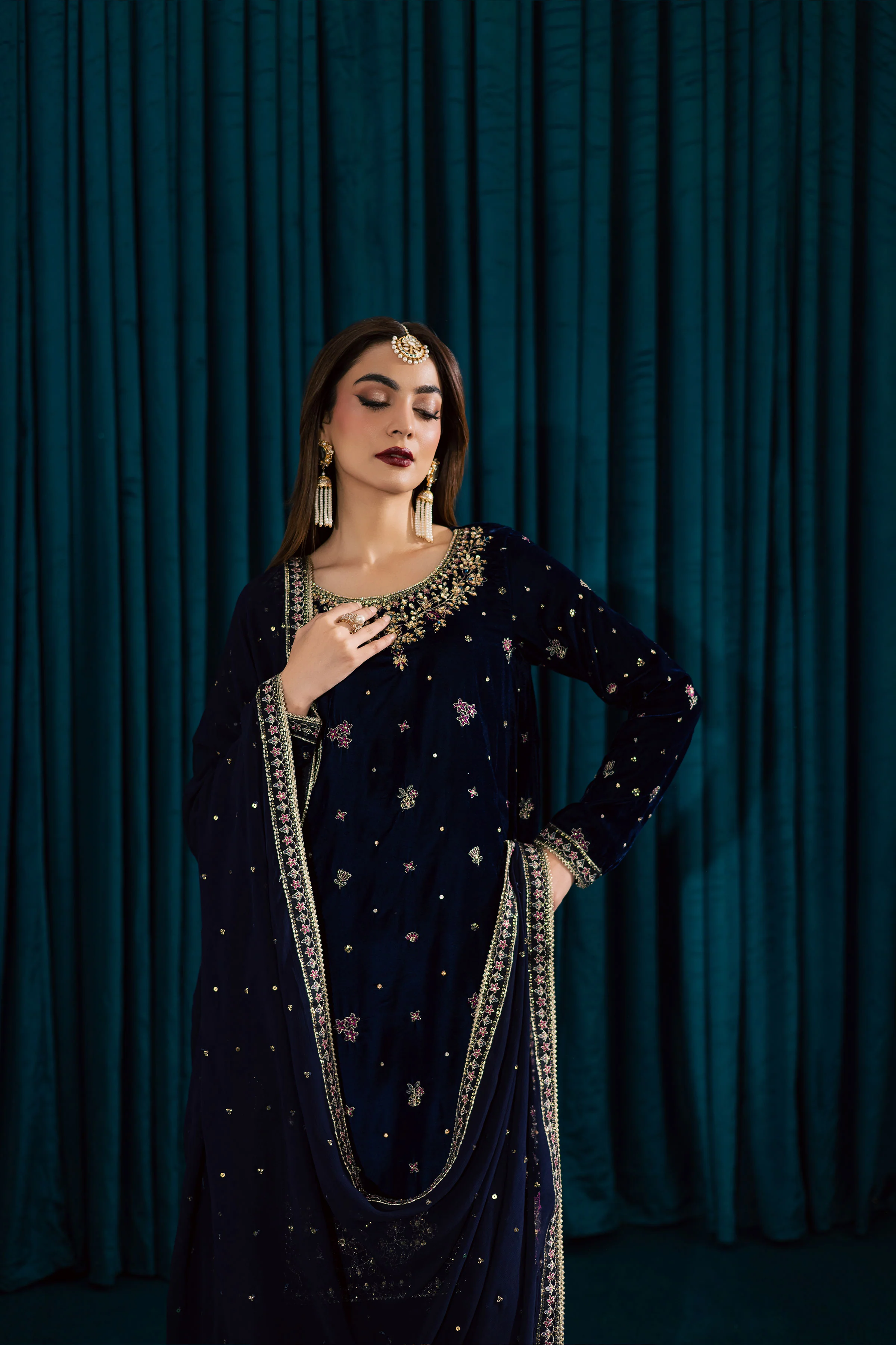 Yashal 3Pc - Velvet Formal Dress - Image 8