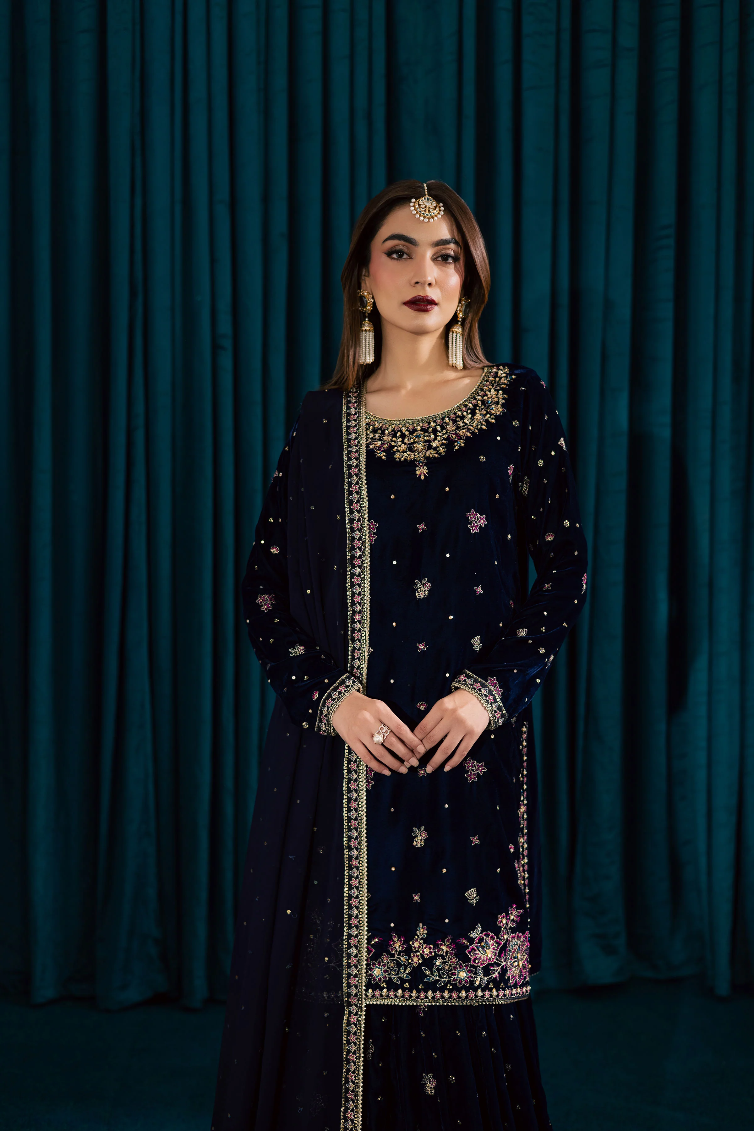Yashal 3Pc - Velvet Formal Dress - Image 9