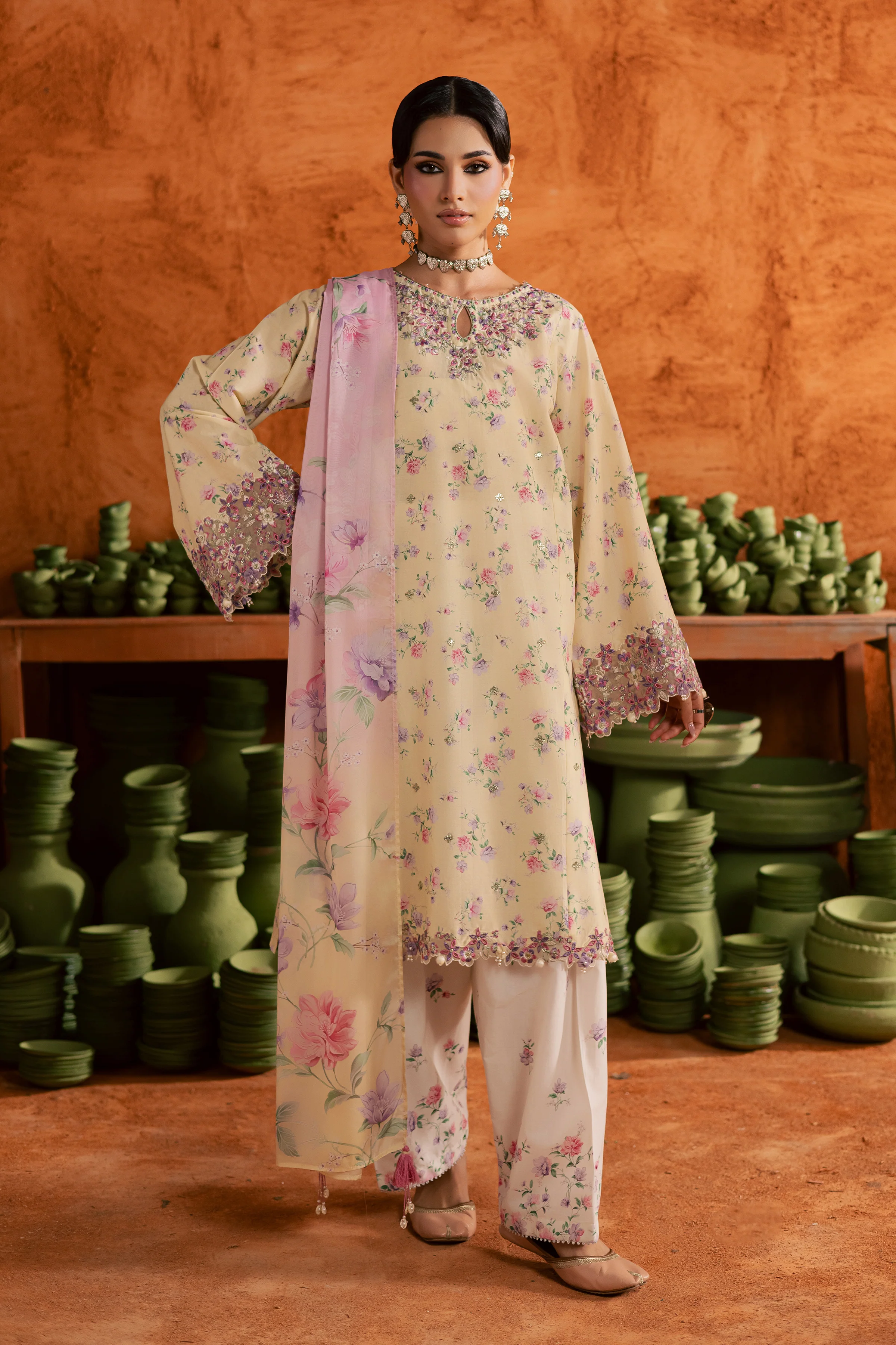 Yellow Lamia 3Pc - Printed Lawn Dress - Image 10