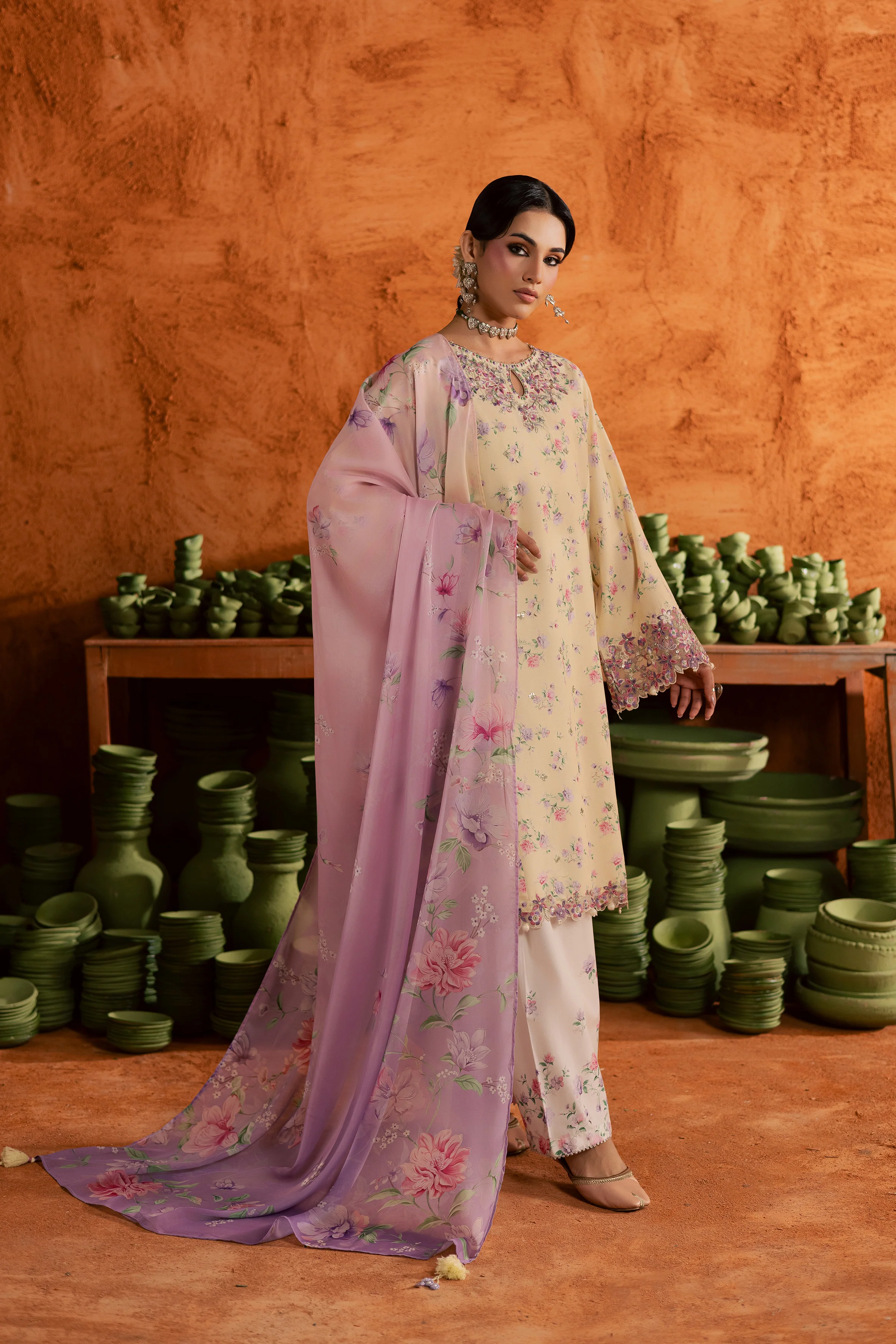 Yellow Lamia 3Pc - Printed Lawn Dress - Image 12