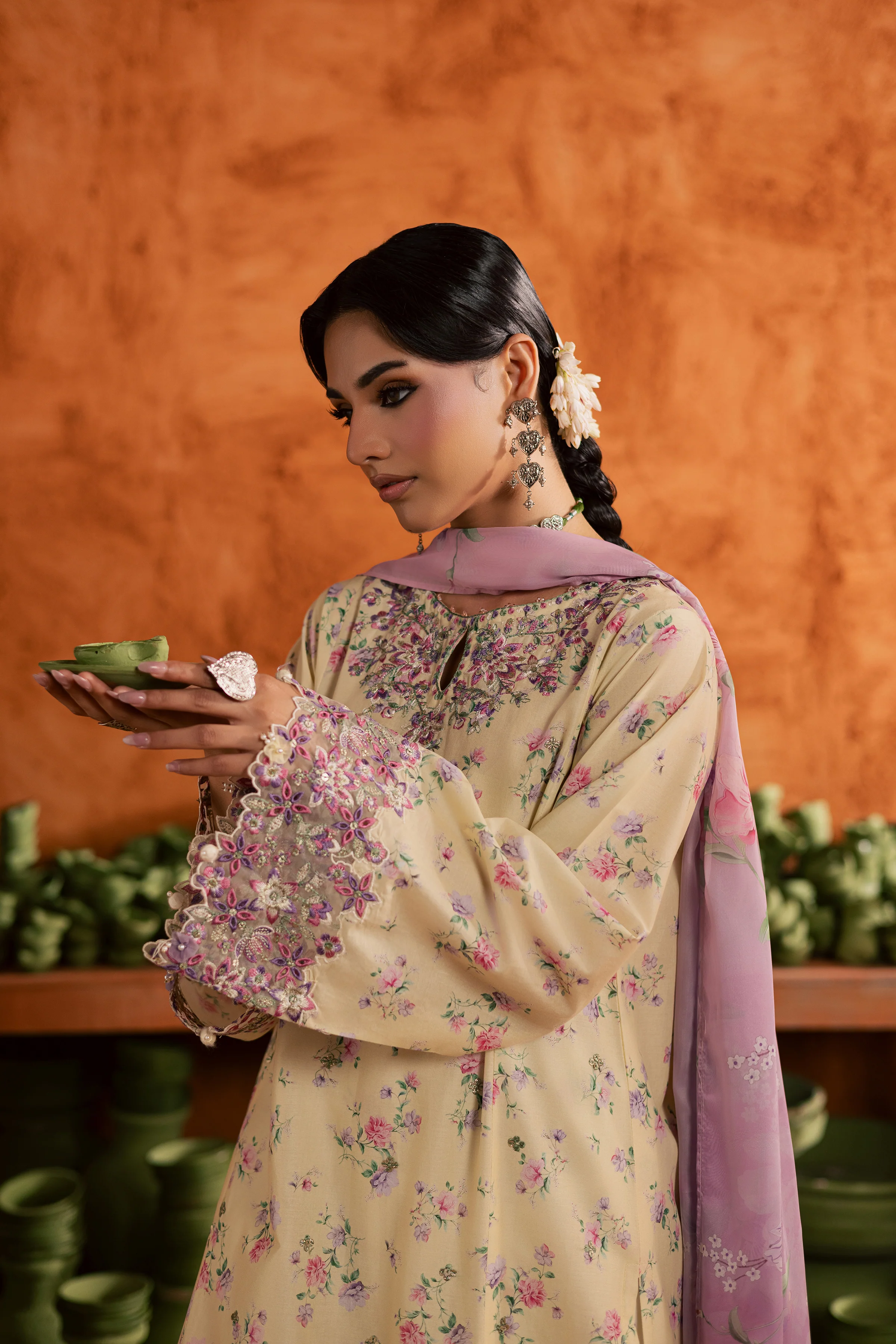 Yellow Lamia 3Pc - Printed Lawn Dress - Image 13