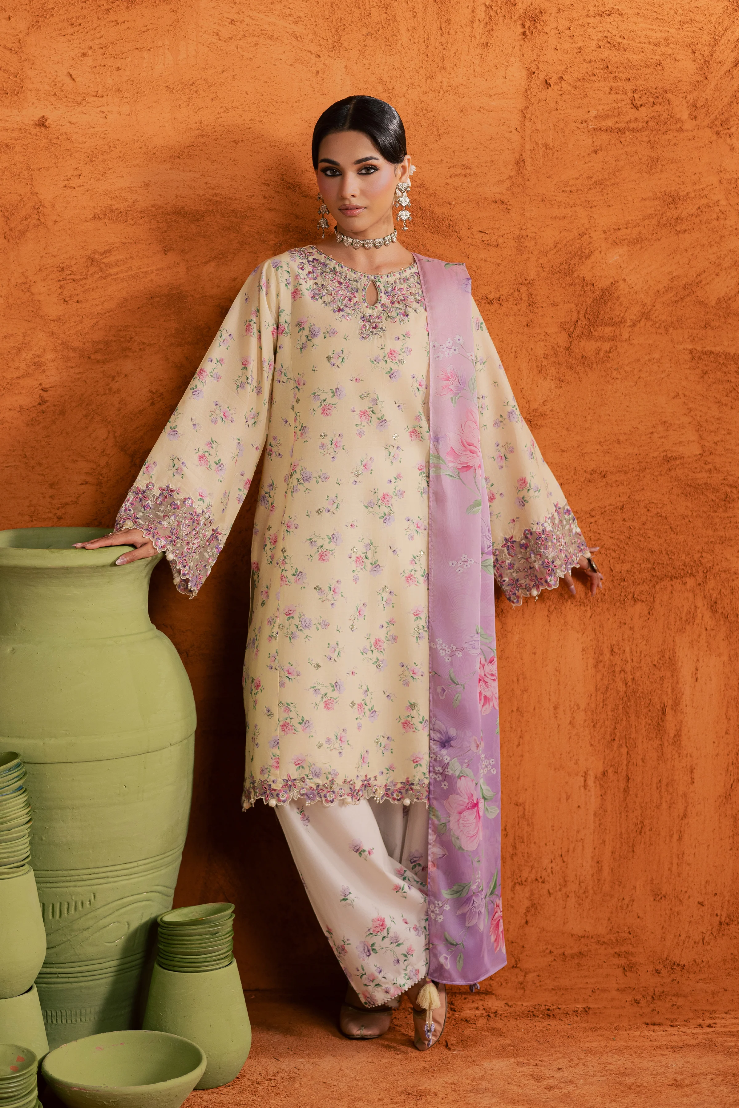 Yellow Lamia 3Pc - Printed Lawn Dress - Image 5