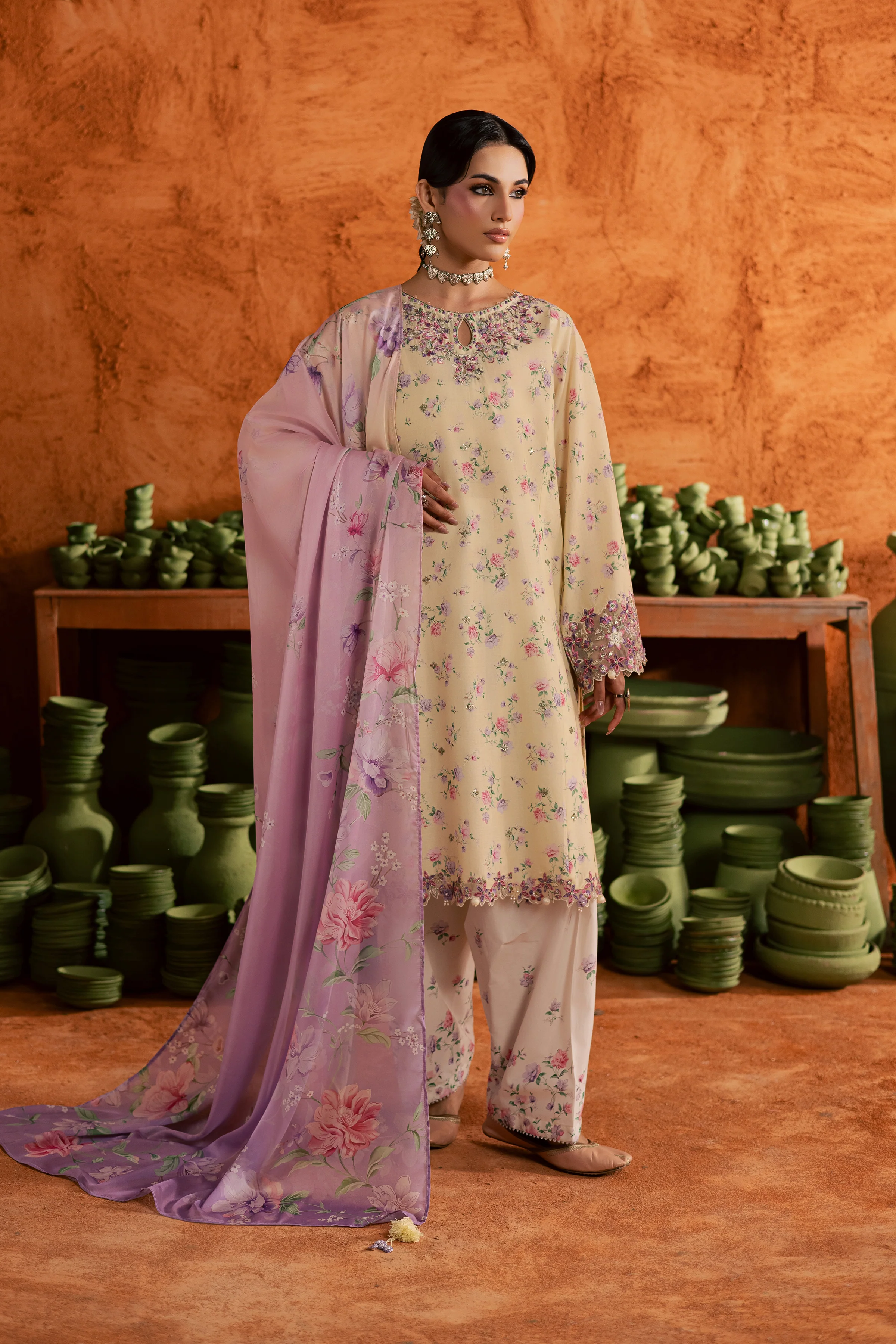 Yellow Lamia 3Pc - Printed Lawn Dress - Image 6