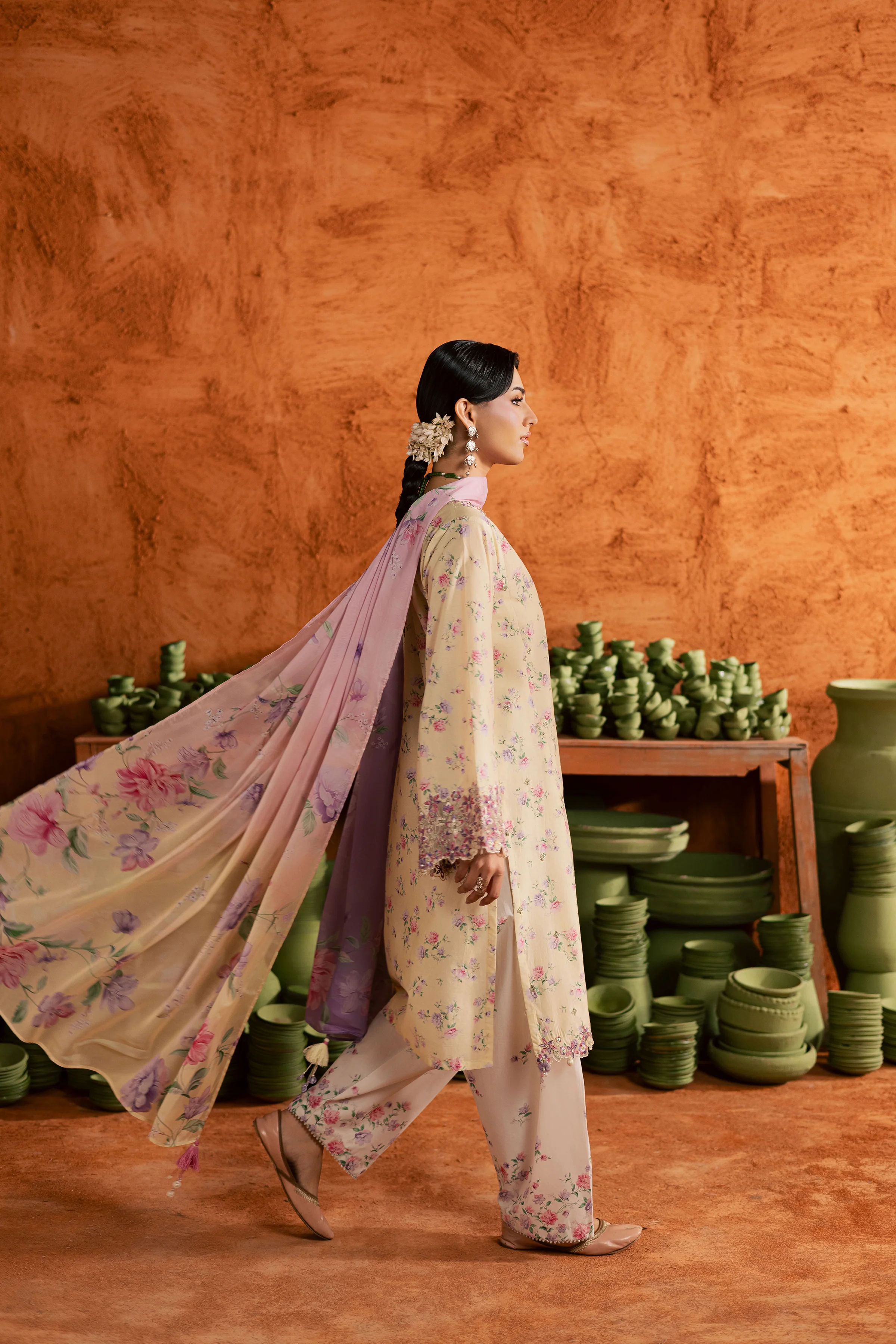 Yellow Lamia 3Pc - Printed Lawn Dress - Image 8