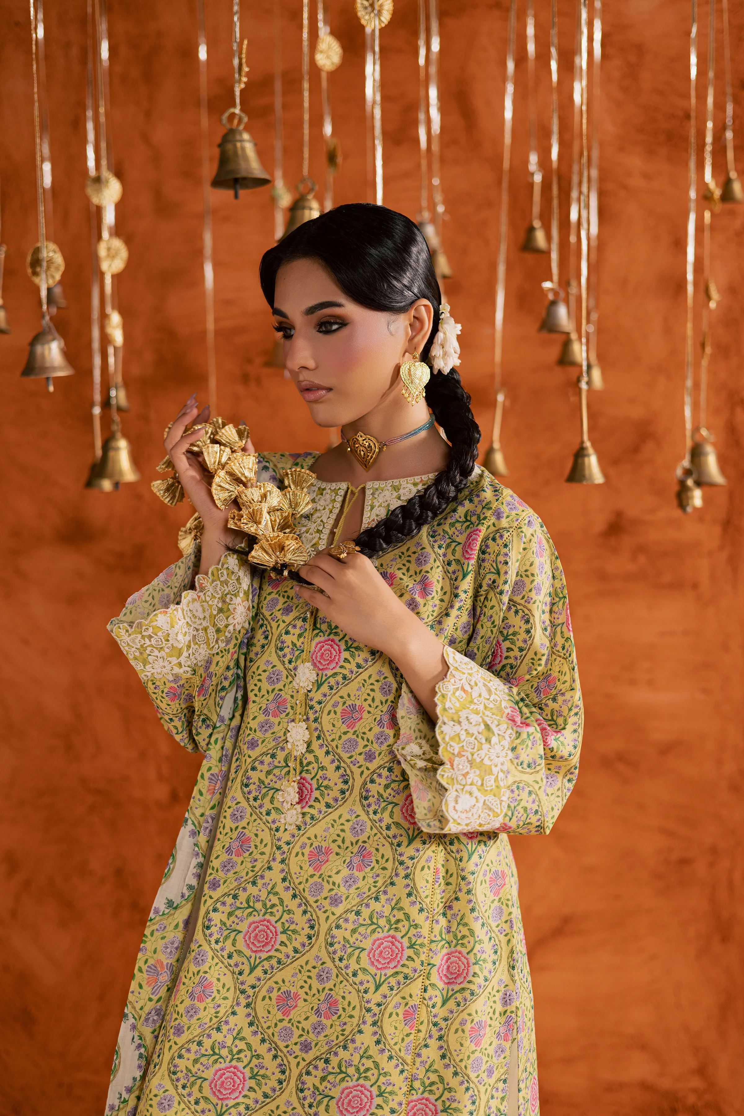 Yellow Minsa 3pc - Printed Lawn Dress - Image 10