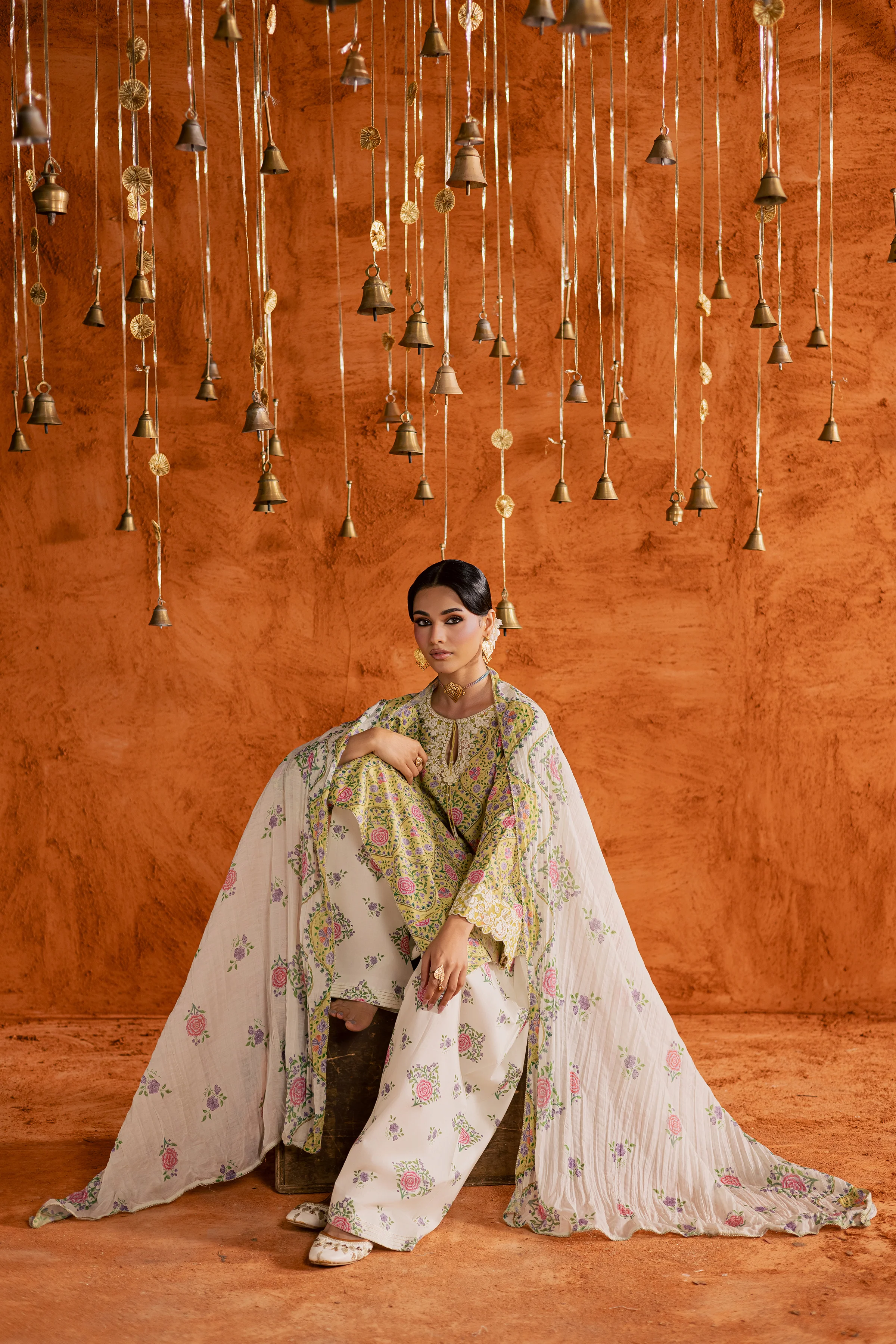 Yellow Minsa 3pc - Printed Lawn Dress - Image 2