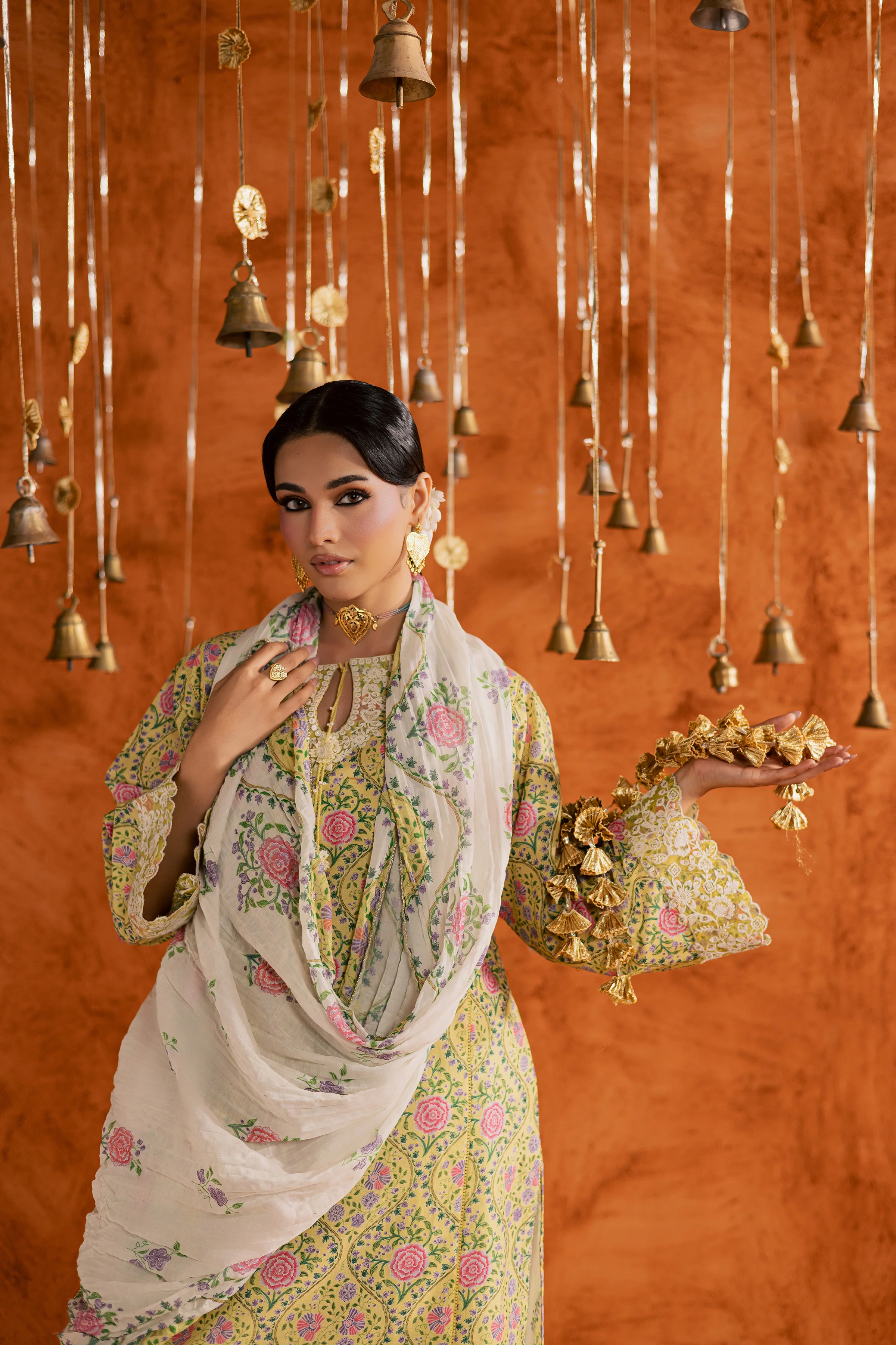 Yellow Minsa 3pc - Printed Lawn Dress - Image 3