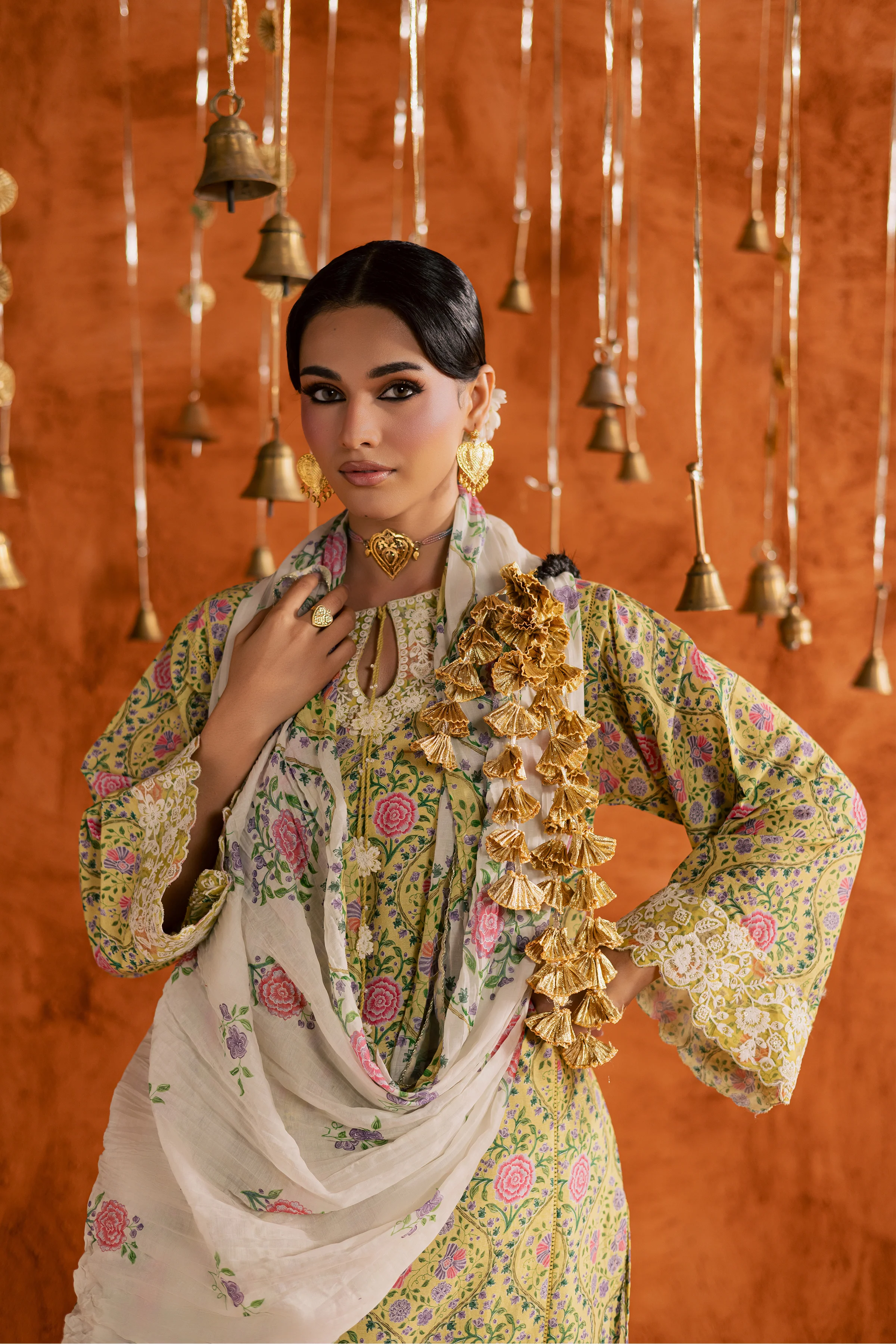 Yellow Minsa 3pc - Printed Lawn Dress - Image 5