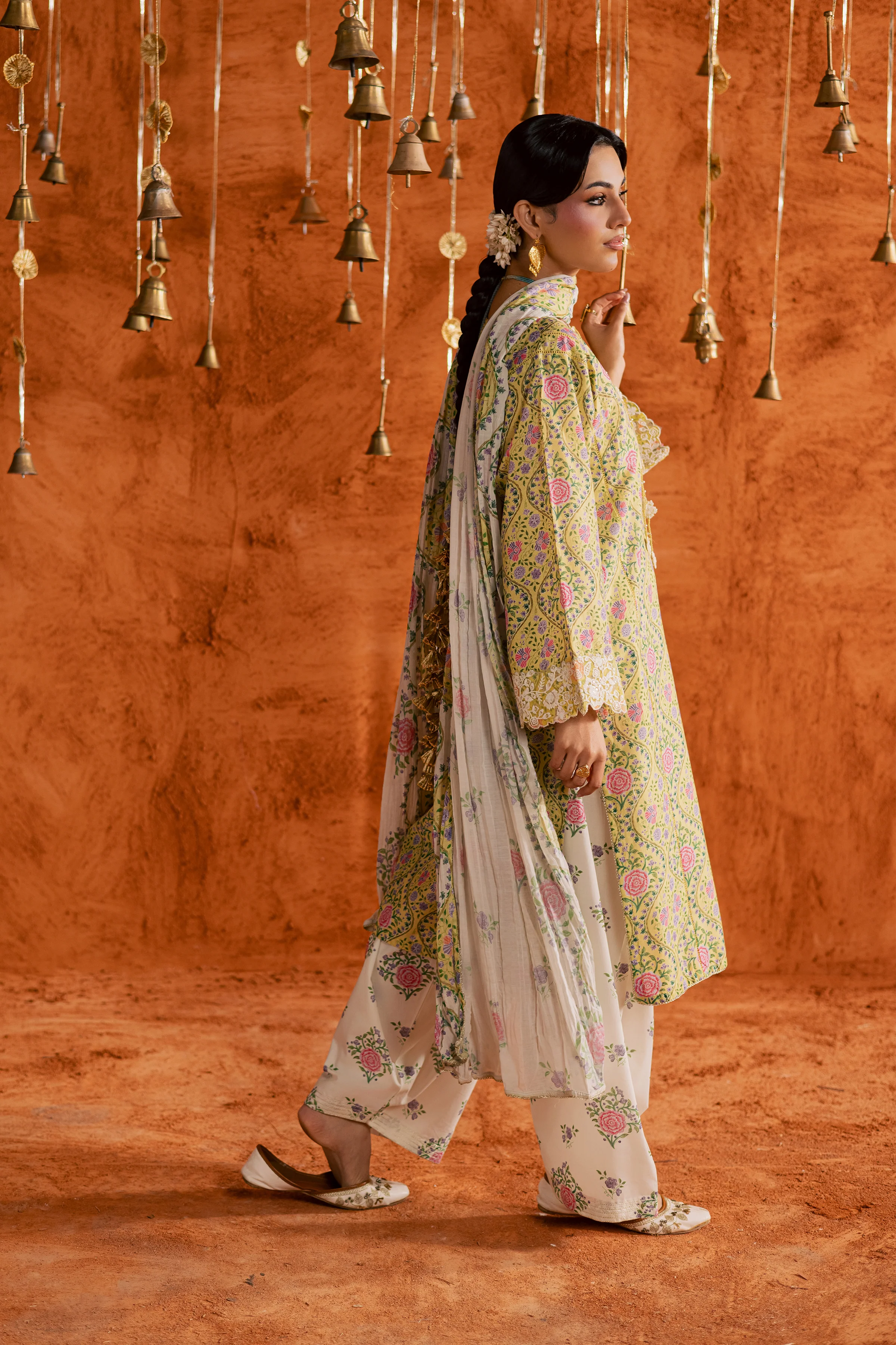 Yellow Minsa 3pc - Printed Lawn Dress - Image 6