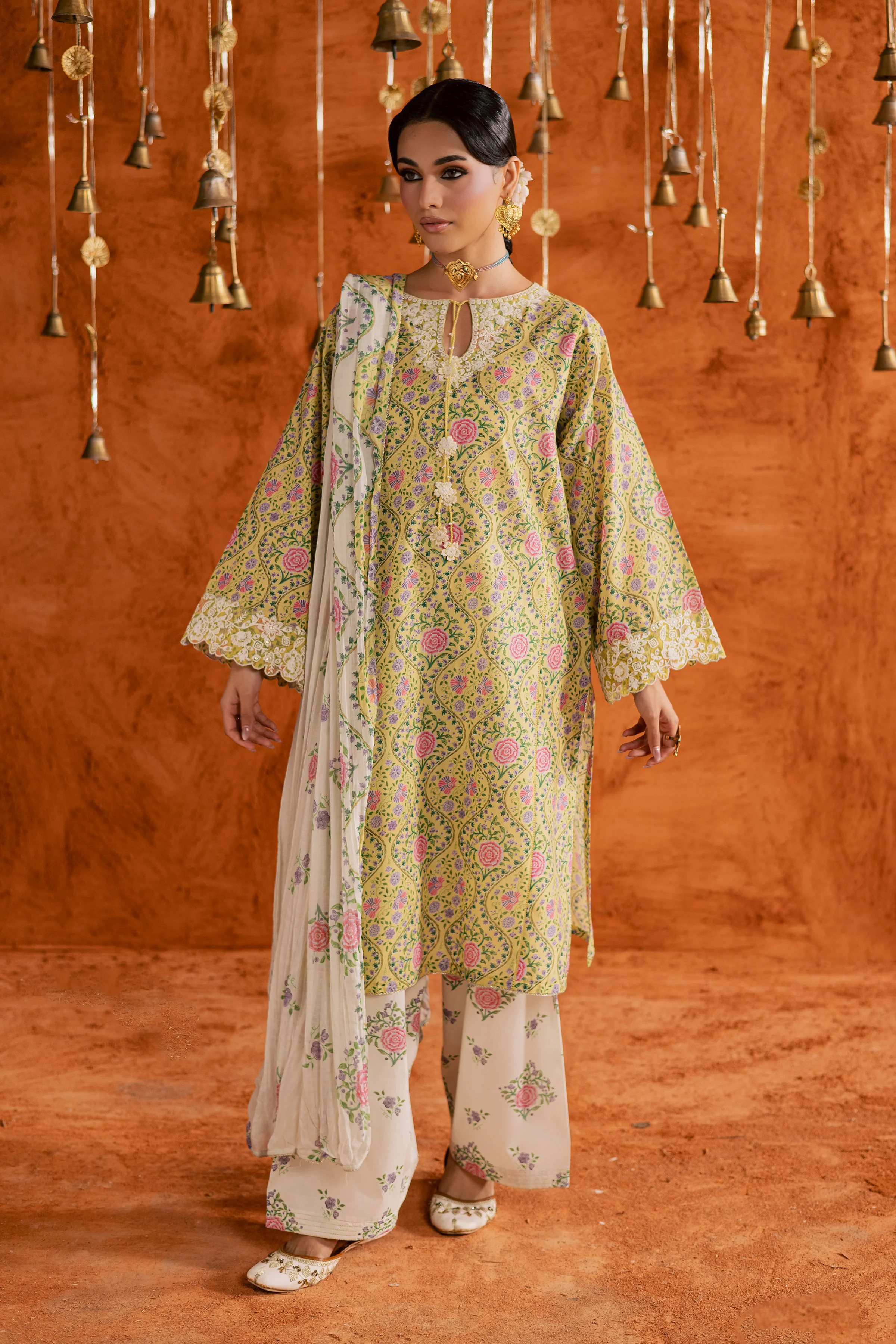 Yellow Minsa 3pc - Printed Lawn Dress - Image 7