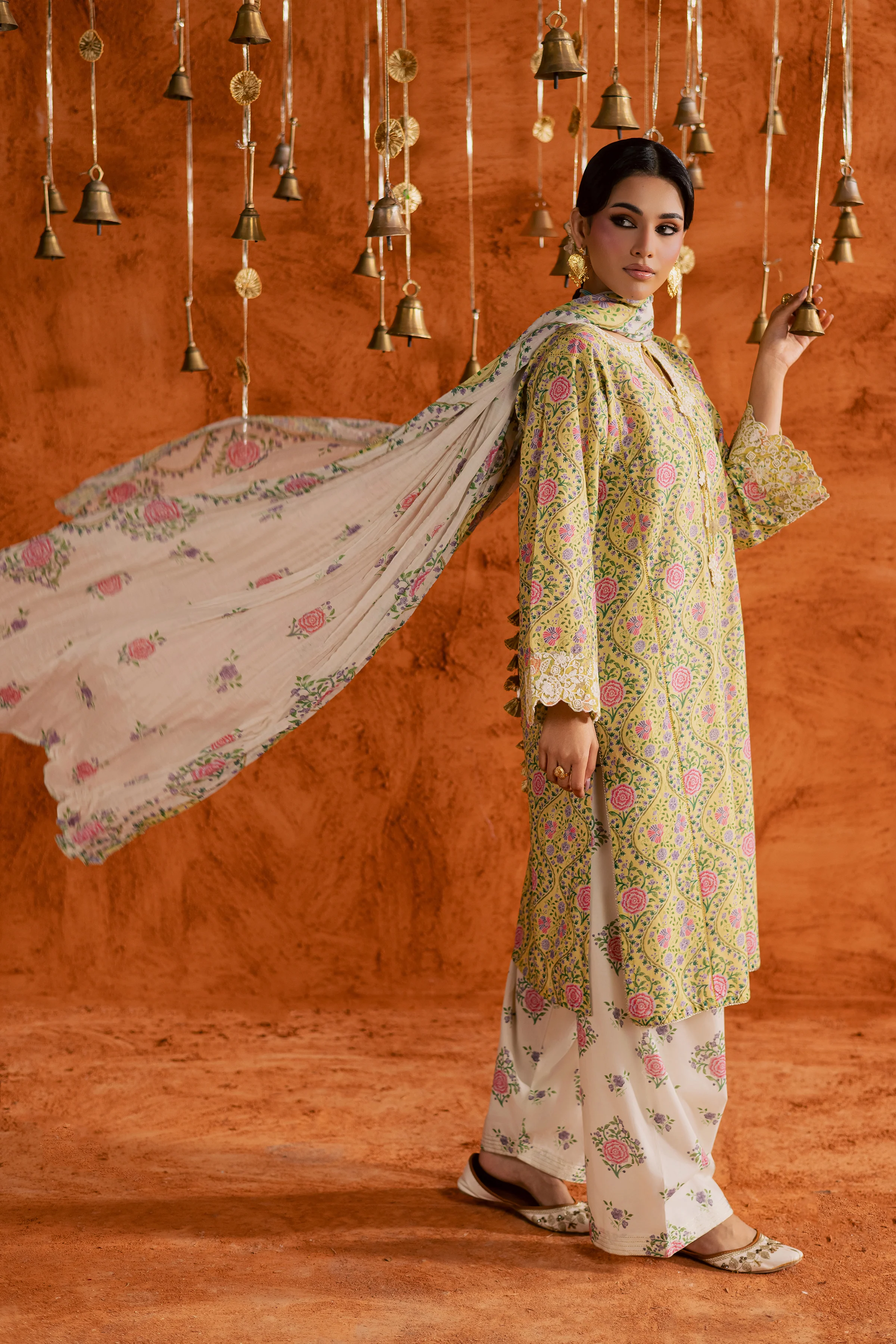Yellow Minsa 3pc - Printed Lawn Dress - Image 8