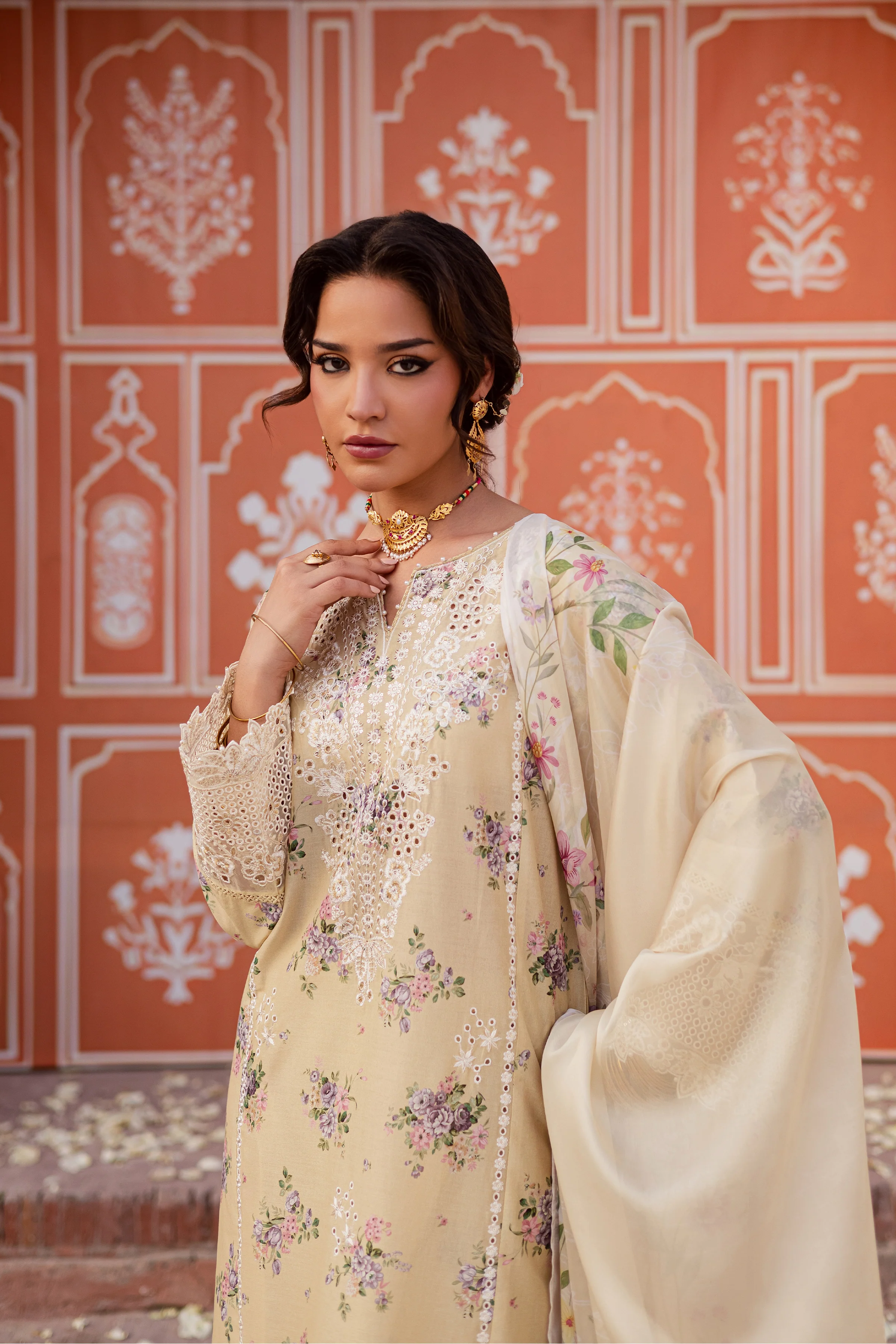 Yellow Pie 3Pc - Festive Eid Prints - Image 2