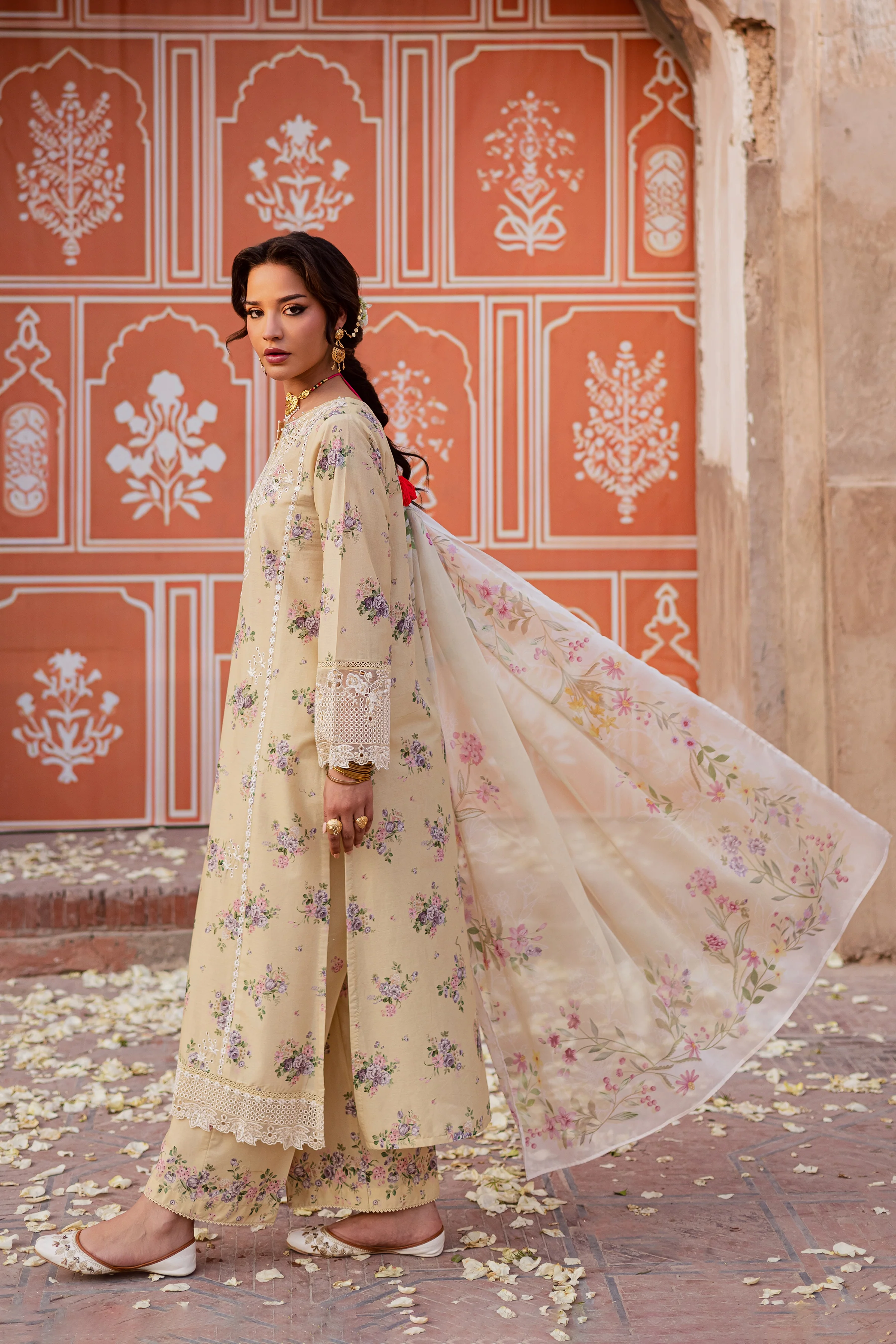 Yellow Pie 3Pc - Festive Eid Prints - Image 3