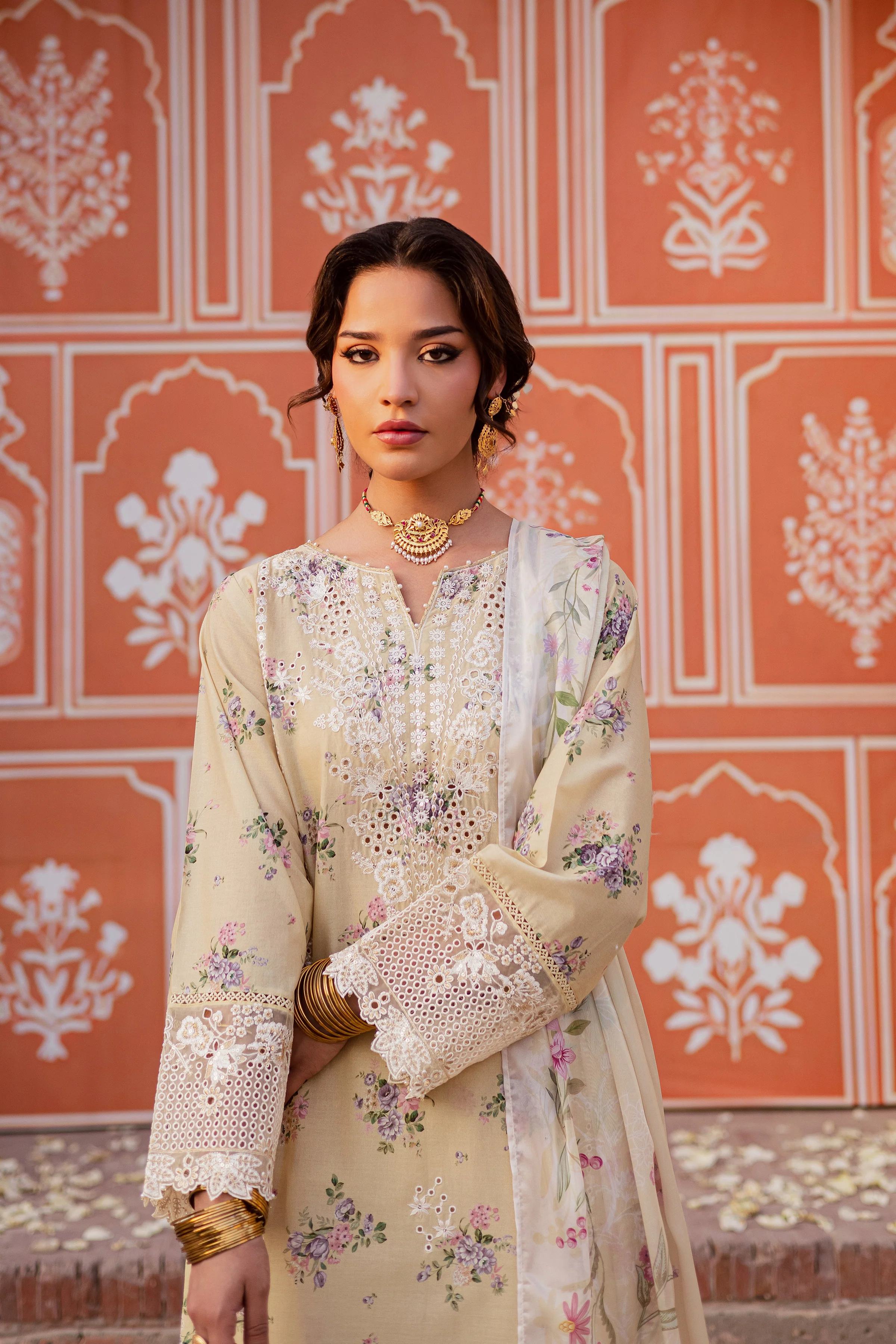 Yellow Pie 3Pc - Festive Eid Prints - Image 4
