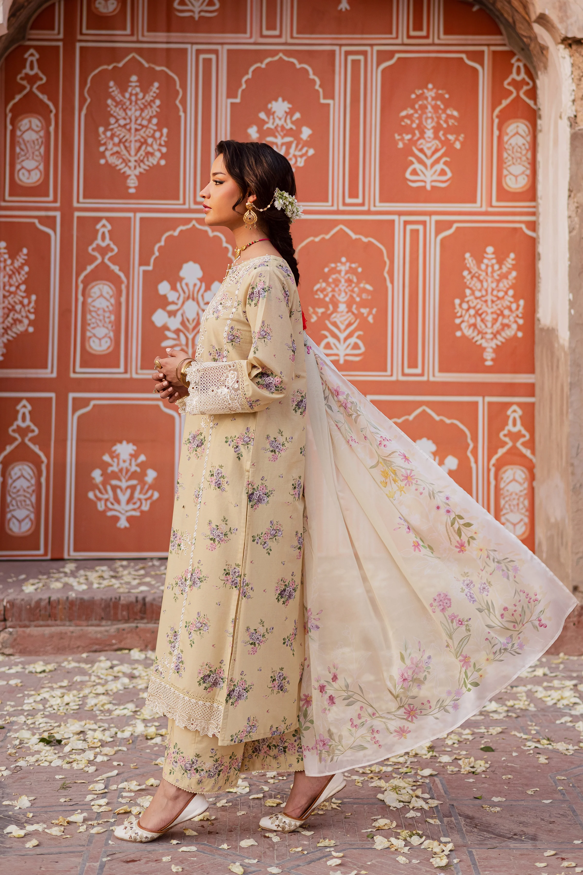 Yellow Pie 3Pc - Festive Eid Prints - Image 5