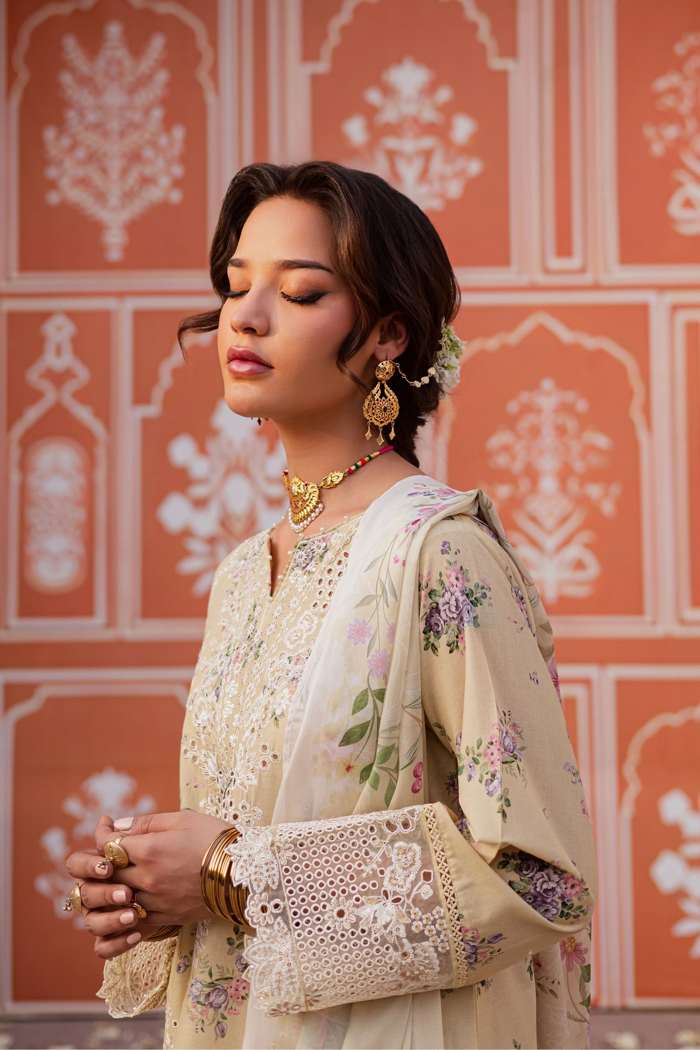 Yellow Pie 3Pc - Festive Eid Prints - Image 6
