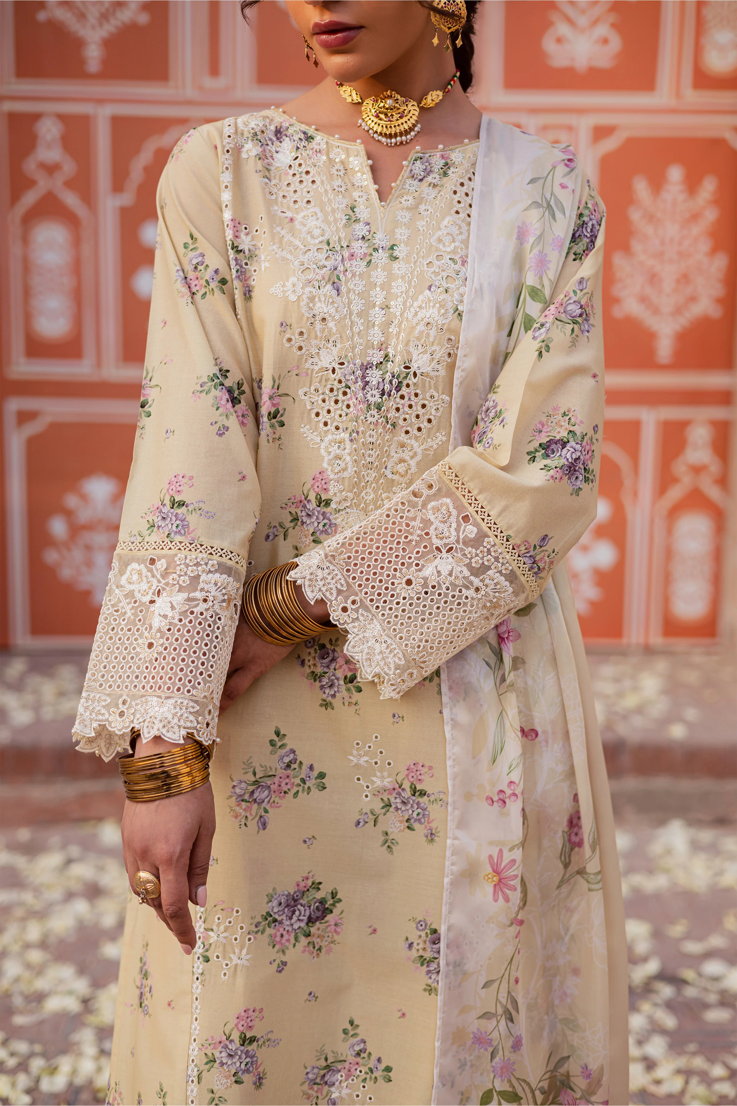 Yellow Pie 3Pc - Festive Eid Prints - Image 7
