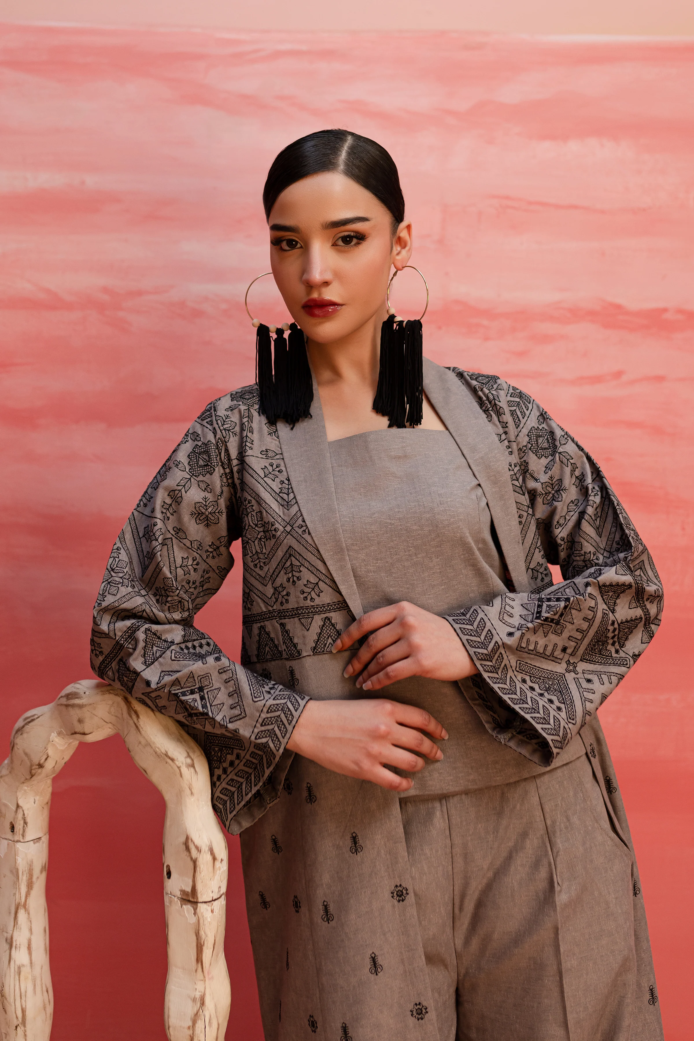 Zaavi 3Pc - Embroidered Karandi Dress - Image 3