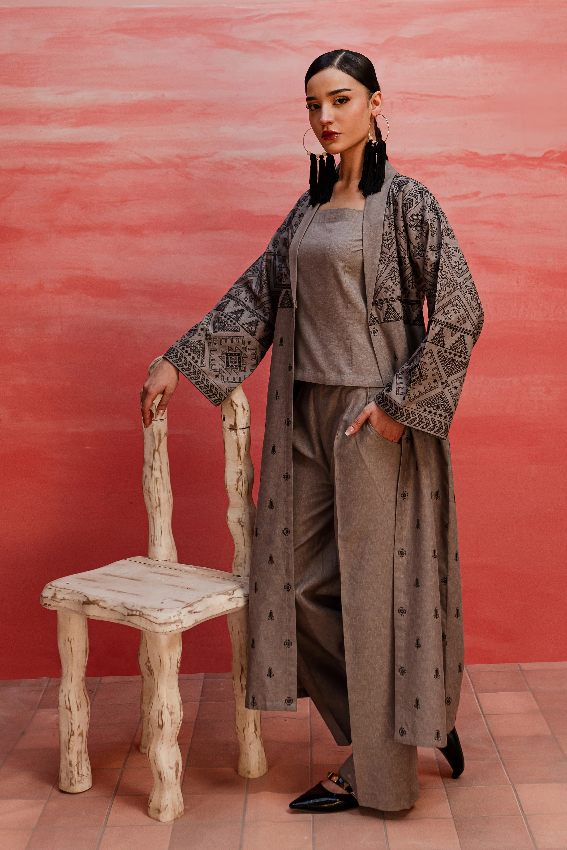 Zaavi 3Pc - Embroidered Karandi Dress - Image 4