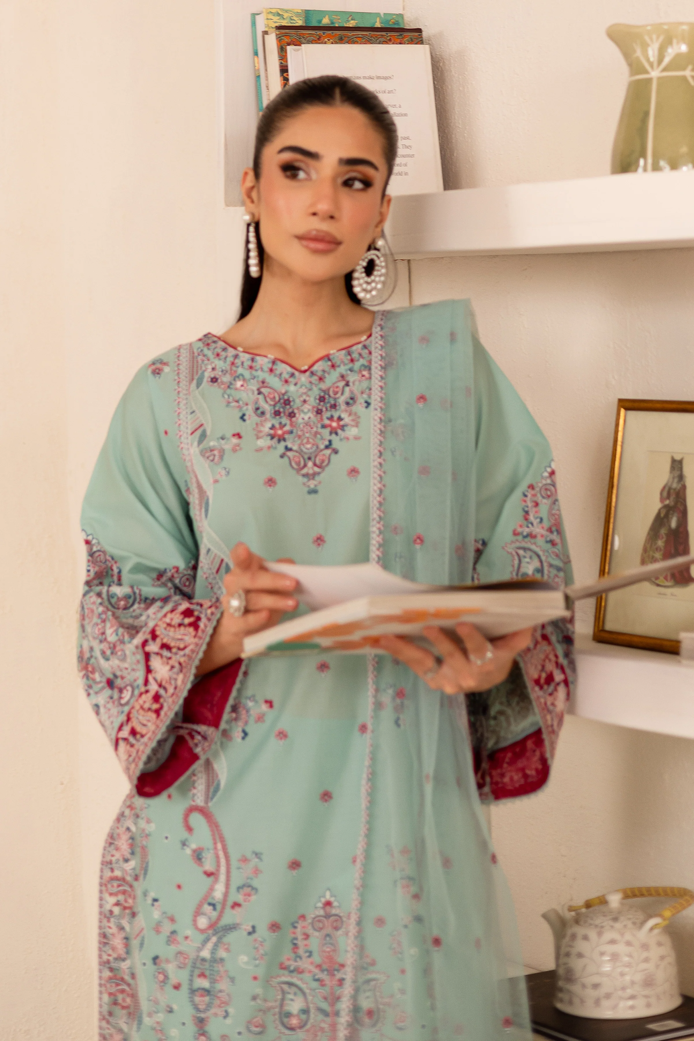 Zen 3Pc - Embroidered Solid Dress - Image 3