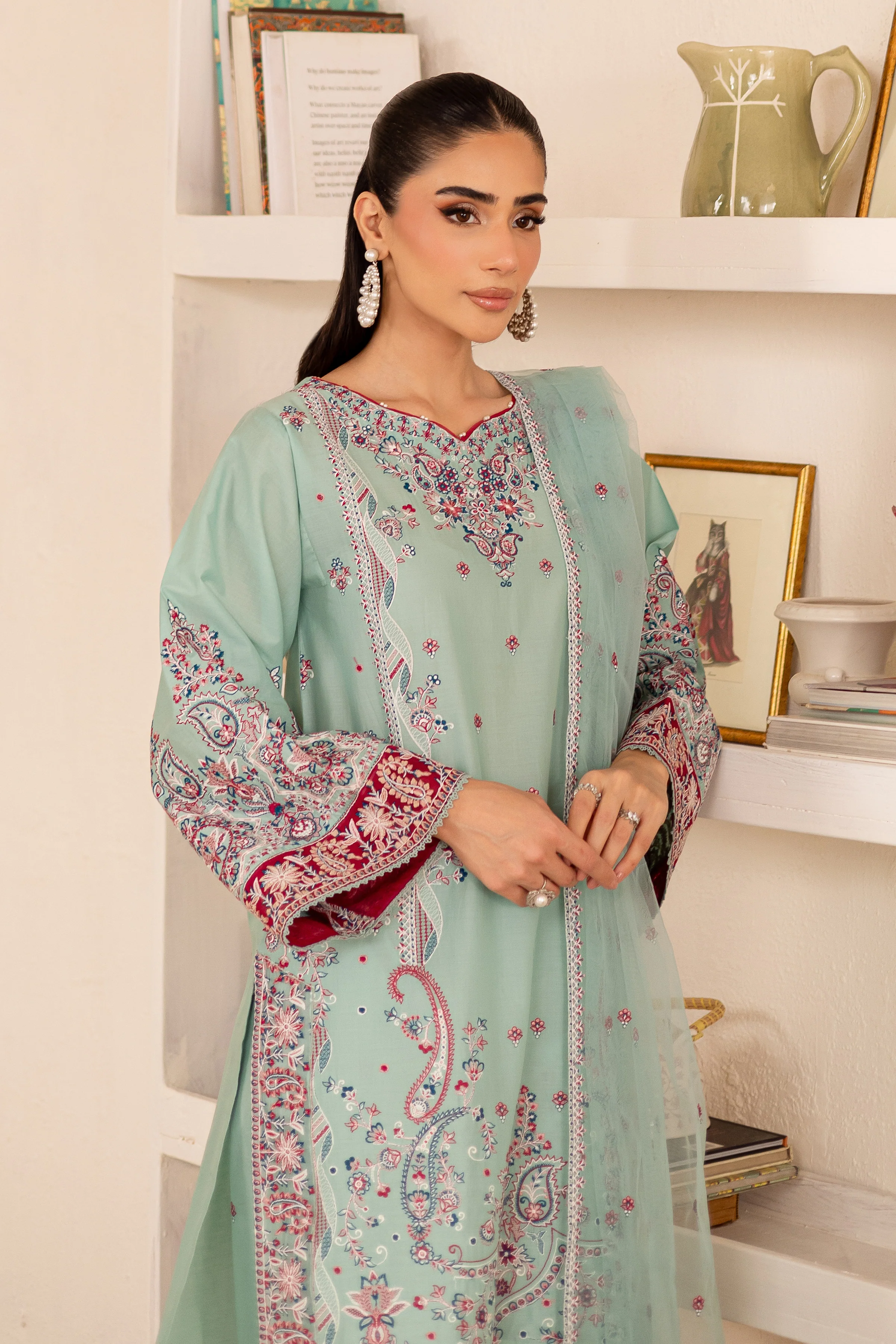 Zen 3Pc - Embroidered Solid Dress - Image 6