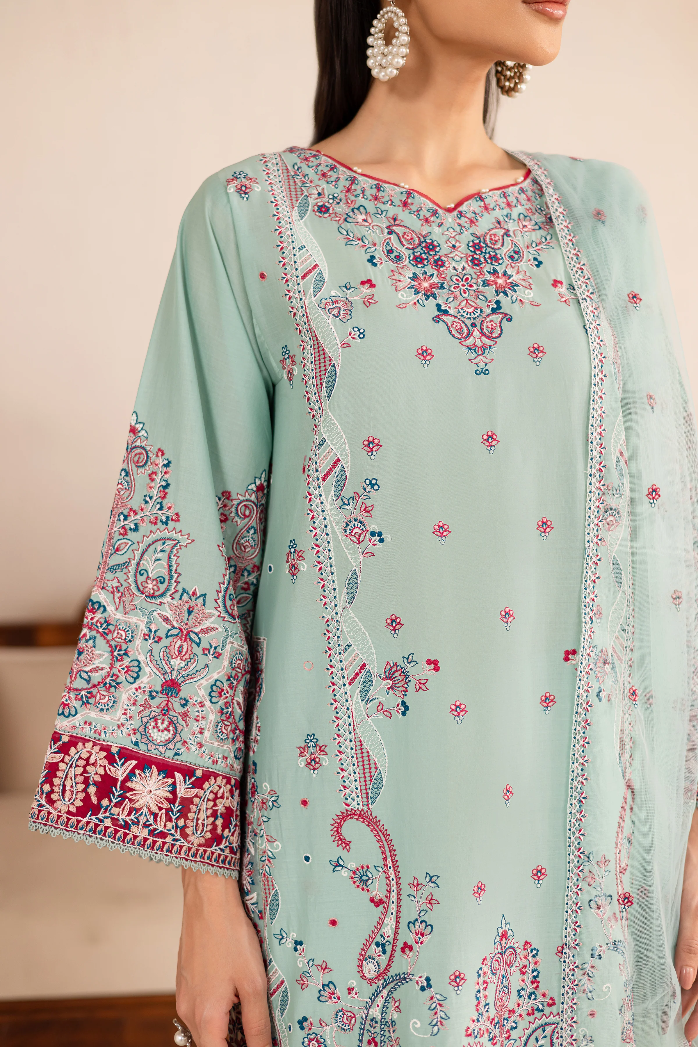 Zen 3Pc - Embroidered Solid Dress - Image 7
