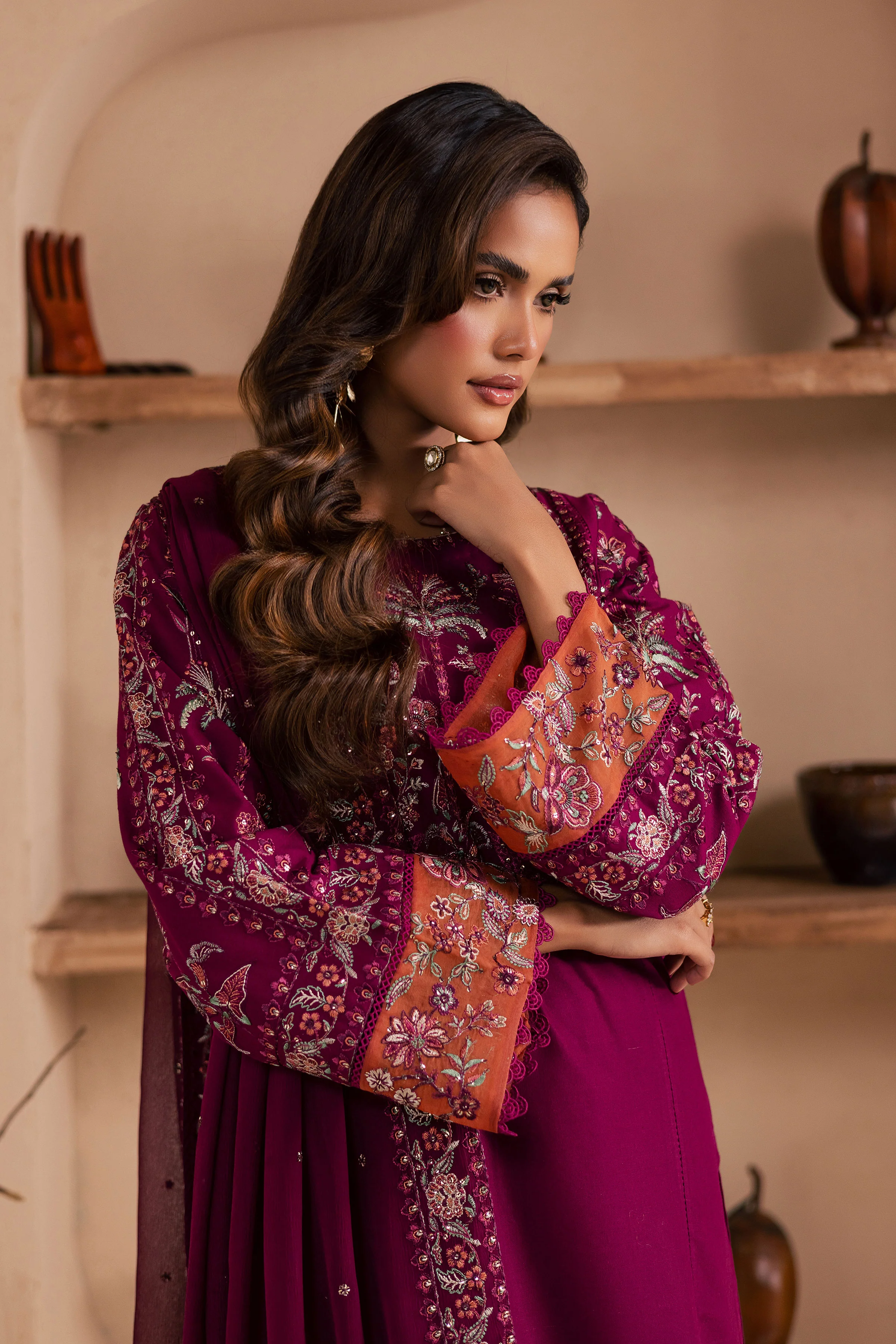 Zeva 3Pc - Embroidered Khaddar Dress - Image 2