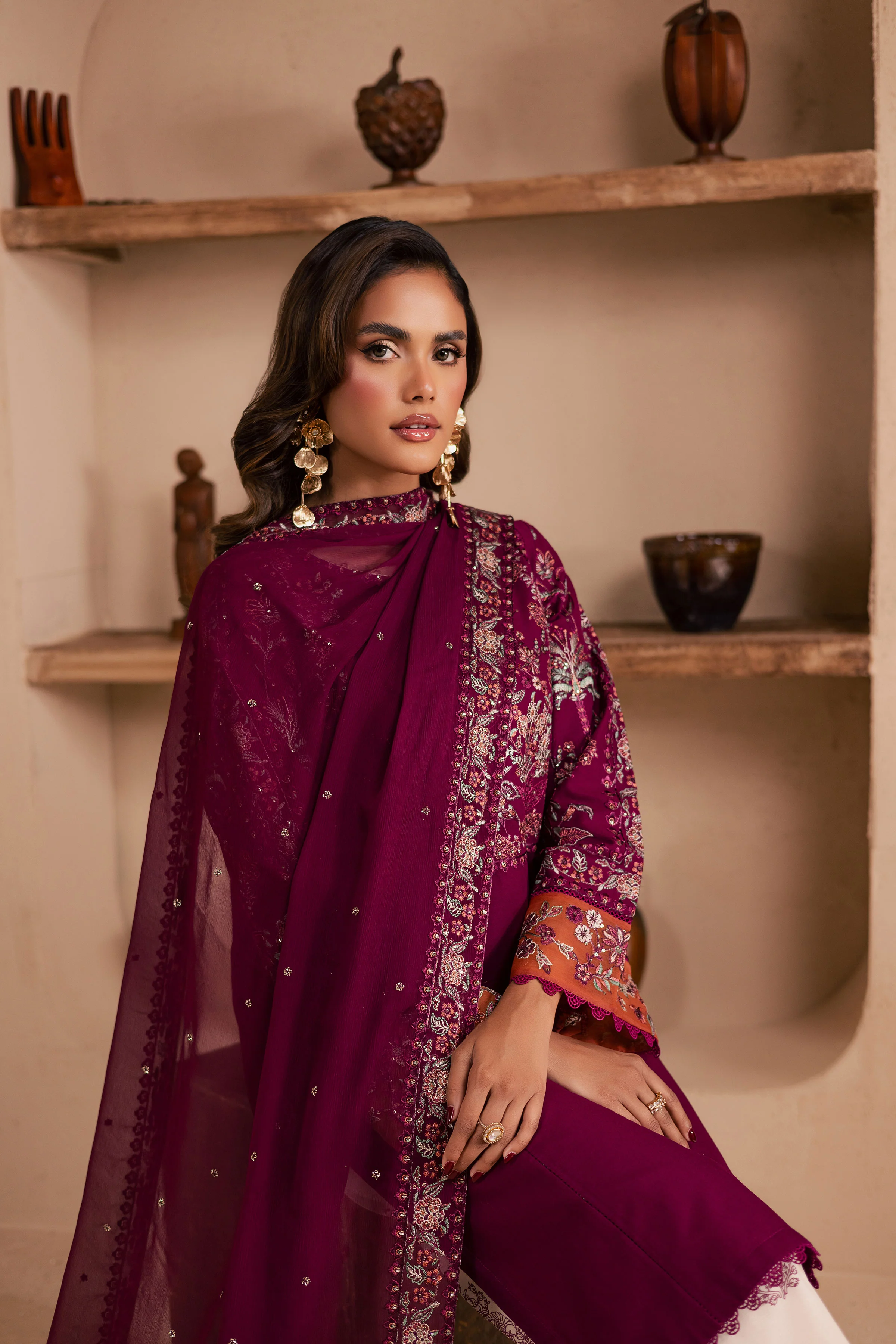 Zeva 3Pc - Embroidered Khaddar Dress - Image 4