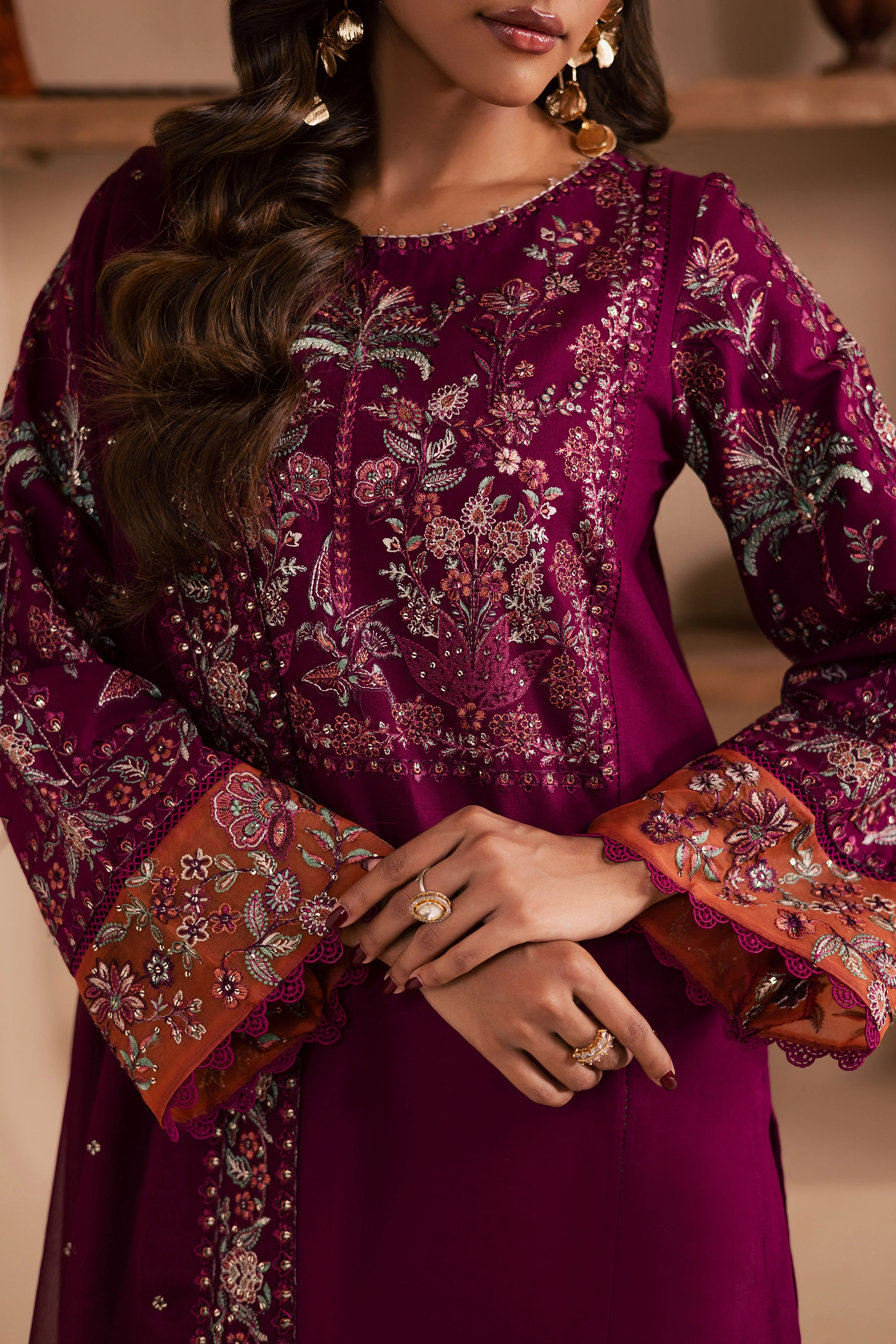 Zeva 3Pc - Embroidered Khaddar Dress - Image 7