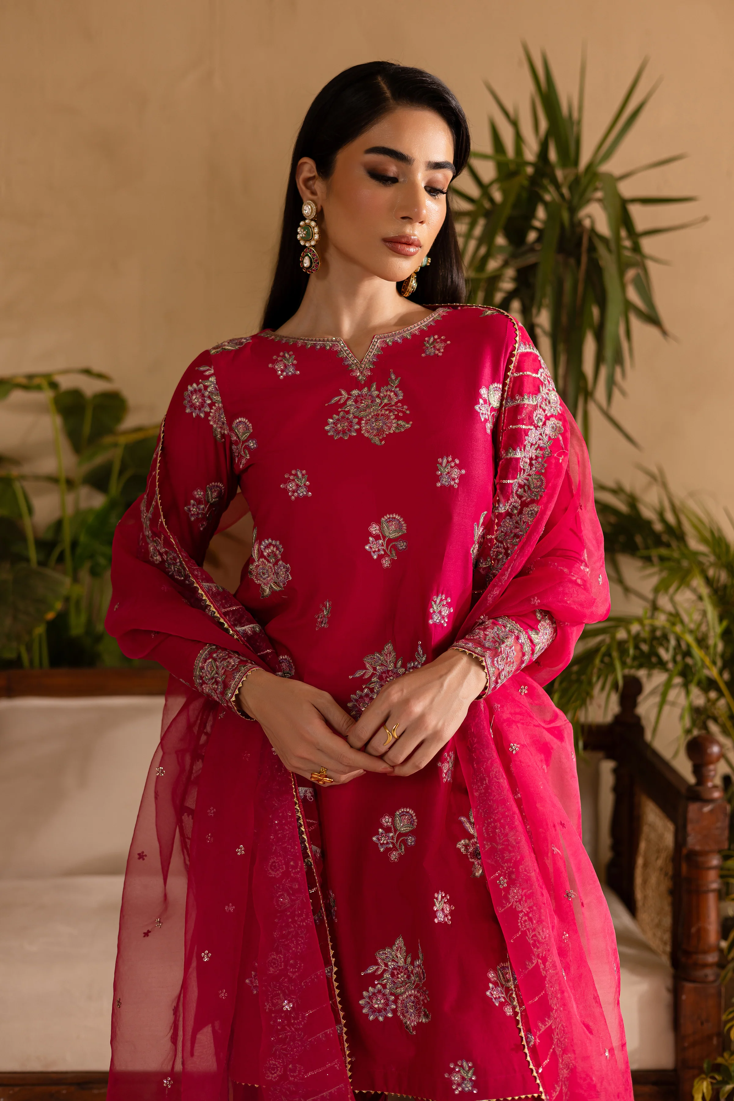 Zinnia 3Pc - Embroidered Solid Dress - Image 2