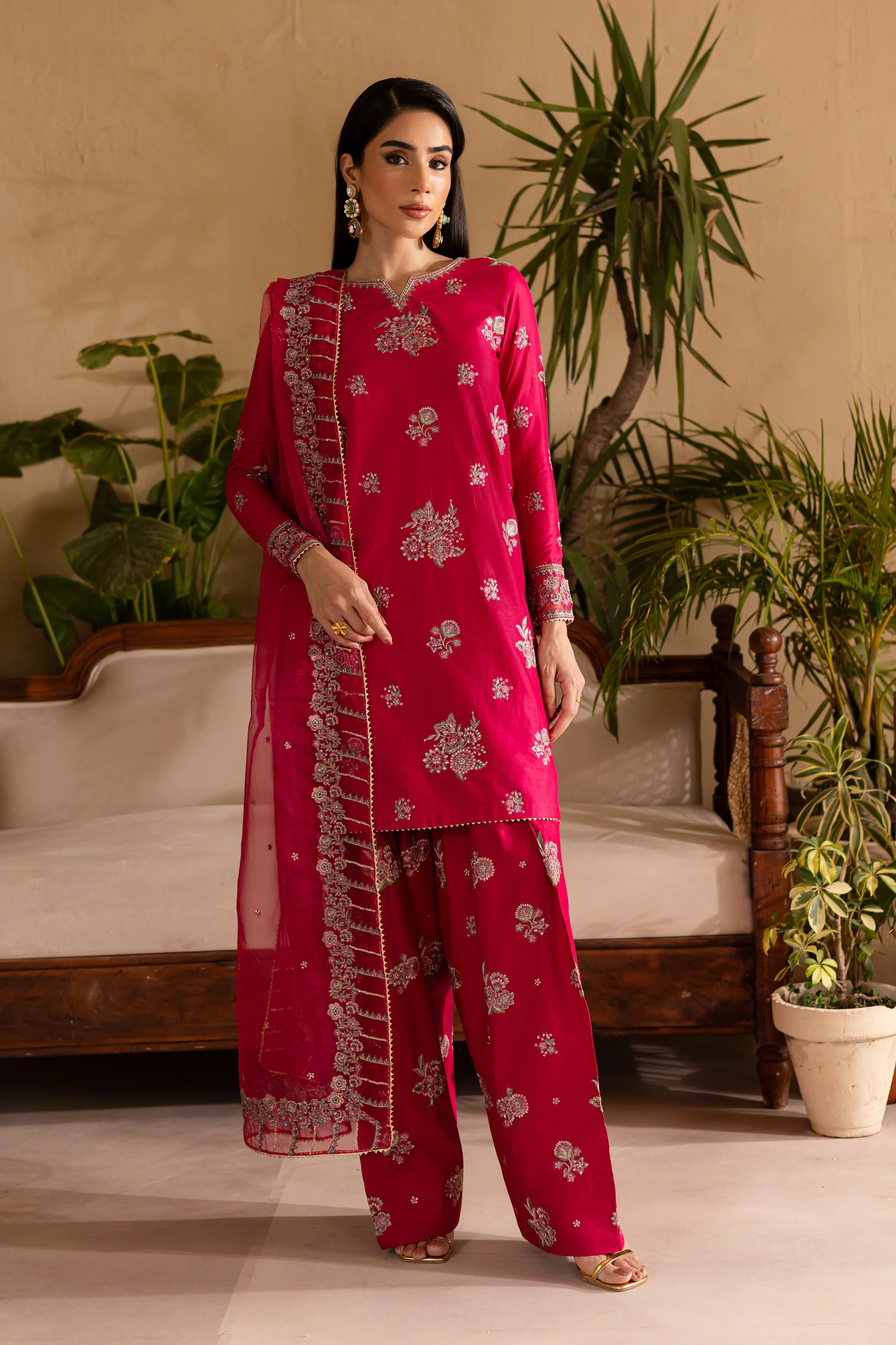 Zinnia 3Pc - Embroidered Solid Dress - Image 4