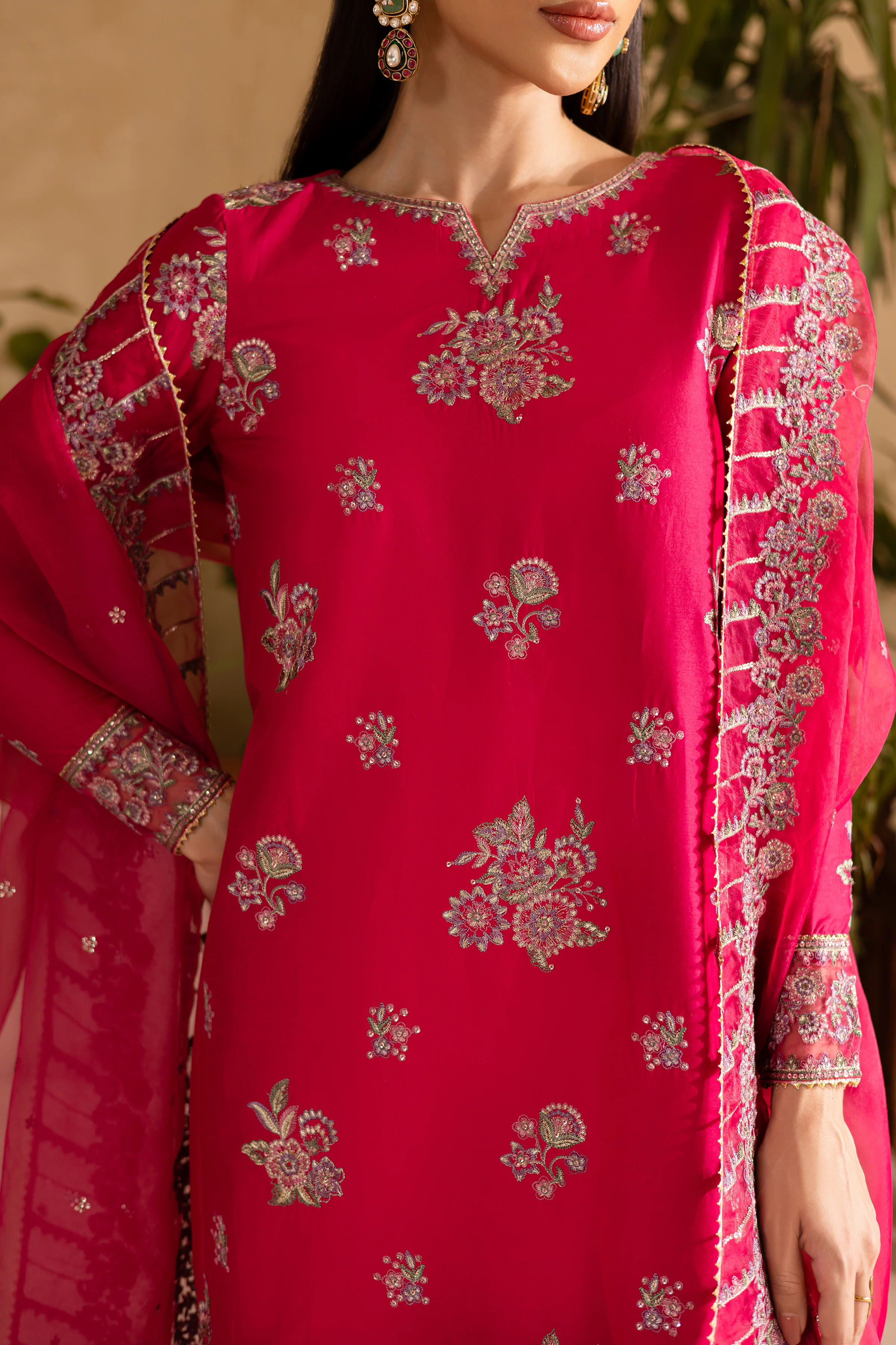 Zinnia 3Pc - Embroidered Solid Dress - Image 7