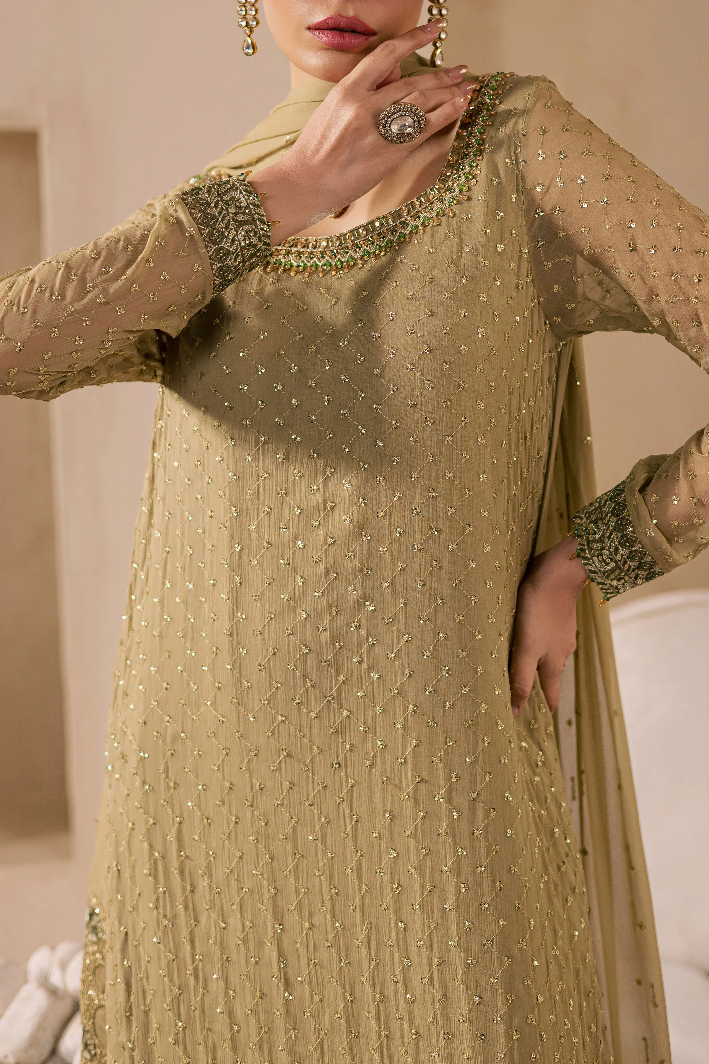 Zuleya 3Pc - Embroidered Luxe Pret - Image 7